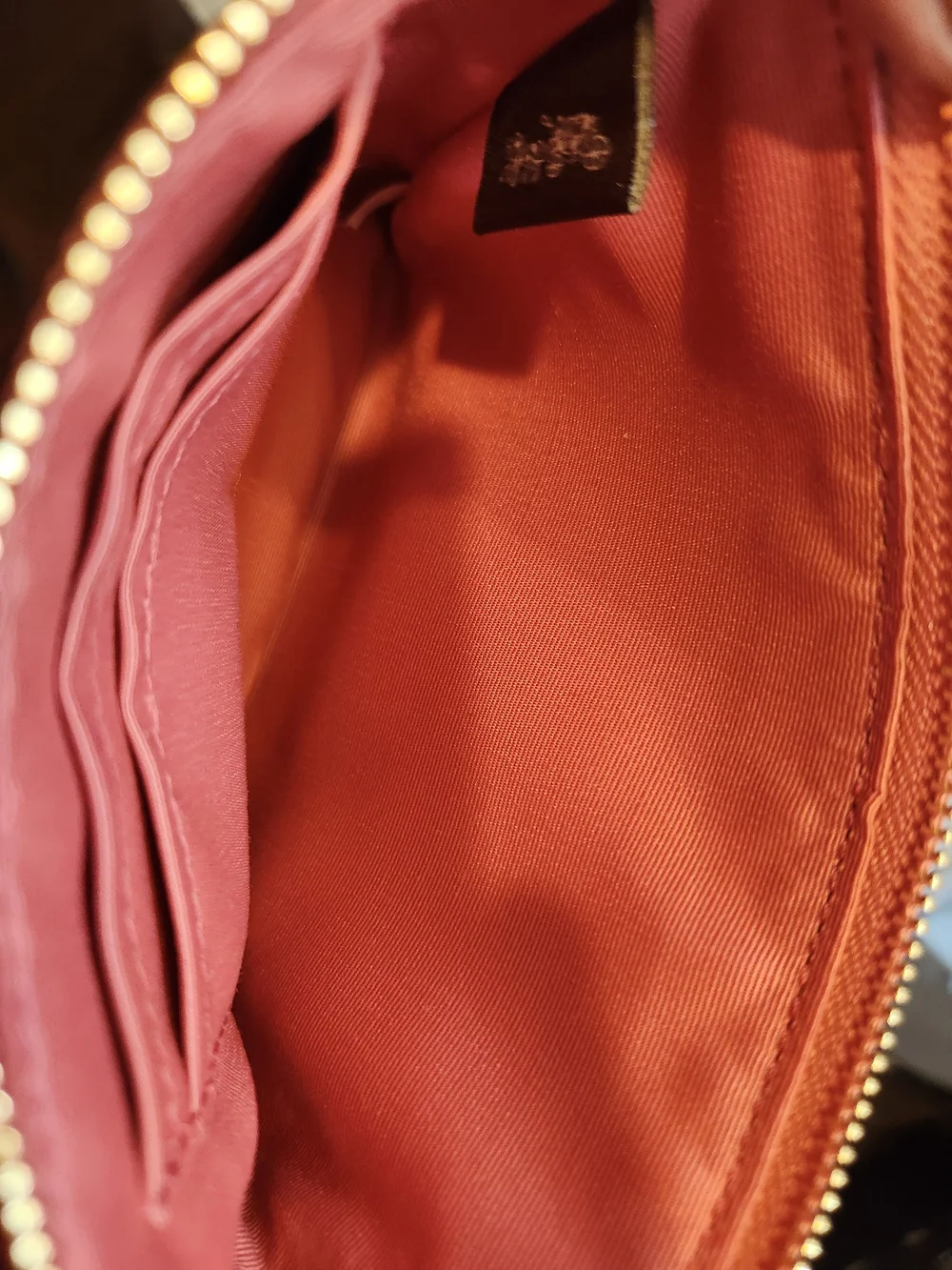 Coach Plaid Zip Pouch in Coral, Yellow and White - Picture 9 of 14